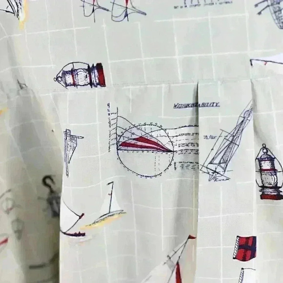 Puritan size 3XL 100% cotton nautical theme short sleeve button down shirt tan - Picture 11 of 16